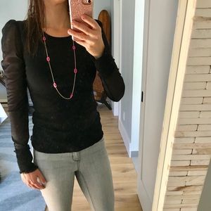 Date night top with mesh sleeves!